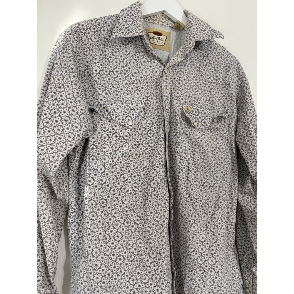 Larry Mahan Men's Long Sleeve Cowboy Western Print Pearl Snap Shirt Size Medium - Picture 2 of 5